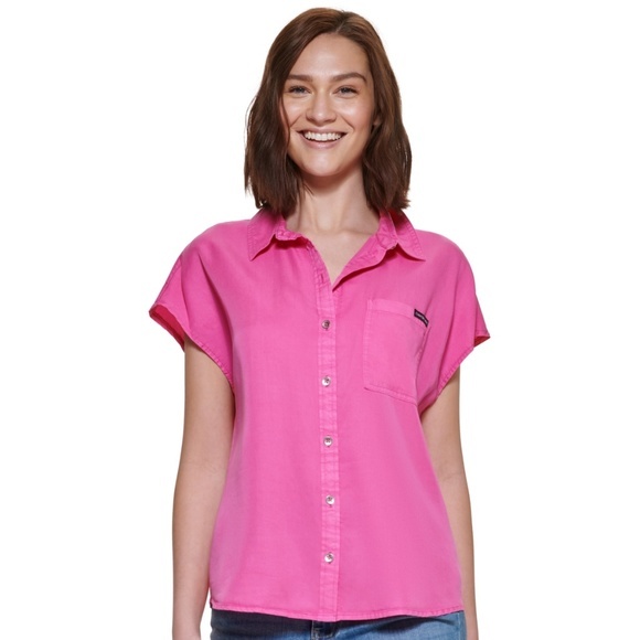 NWT Calvin Klein Pink Jeans Dolman-Sleeve Shirt Size L - Picture 1 of 1